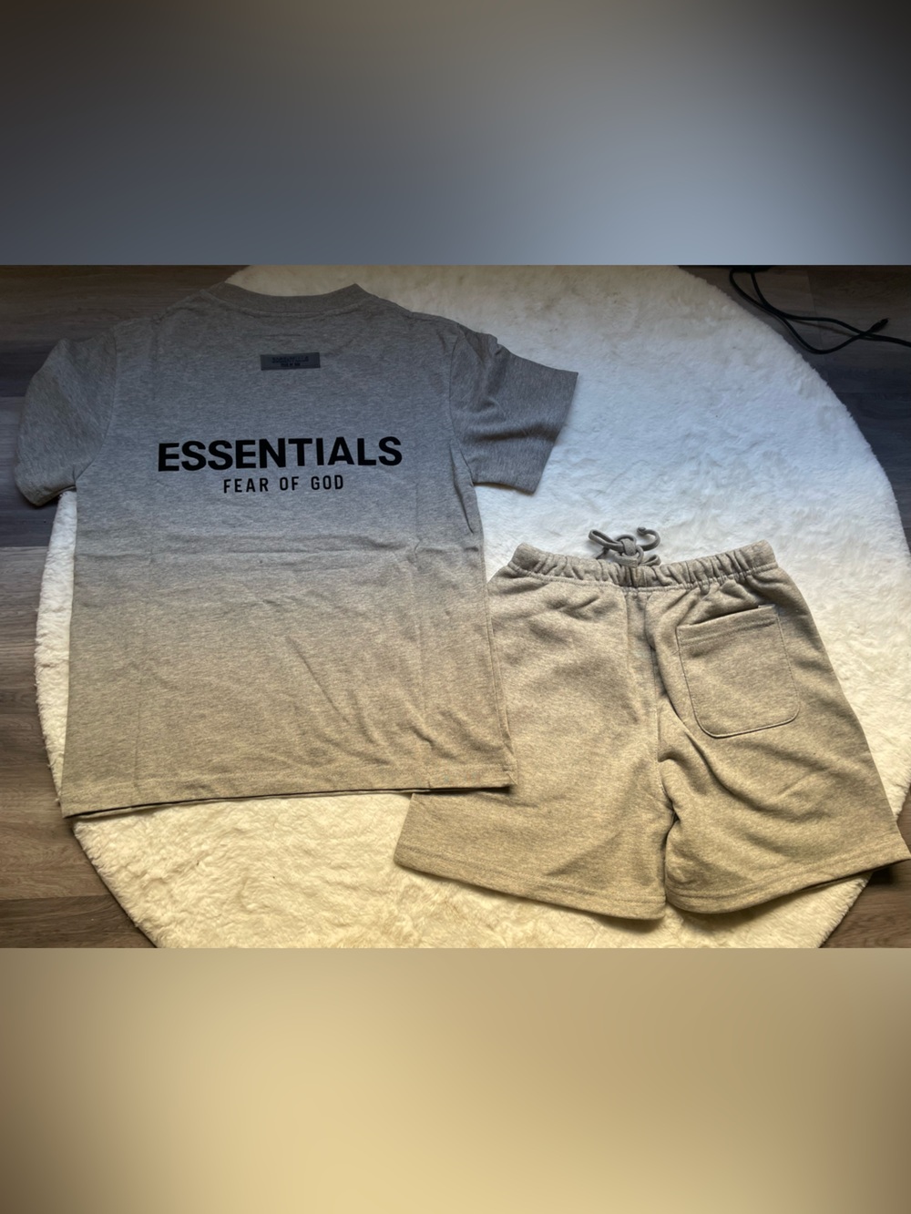 Essentials Fear of God Gray Tee and Shorts Set for kids